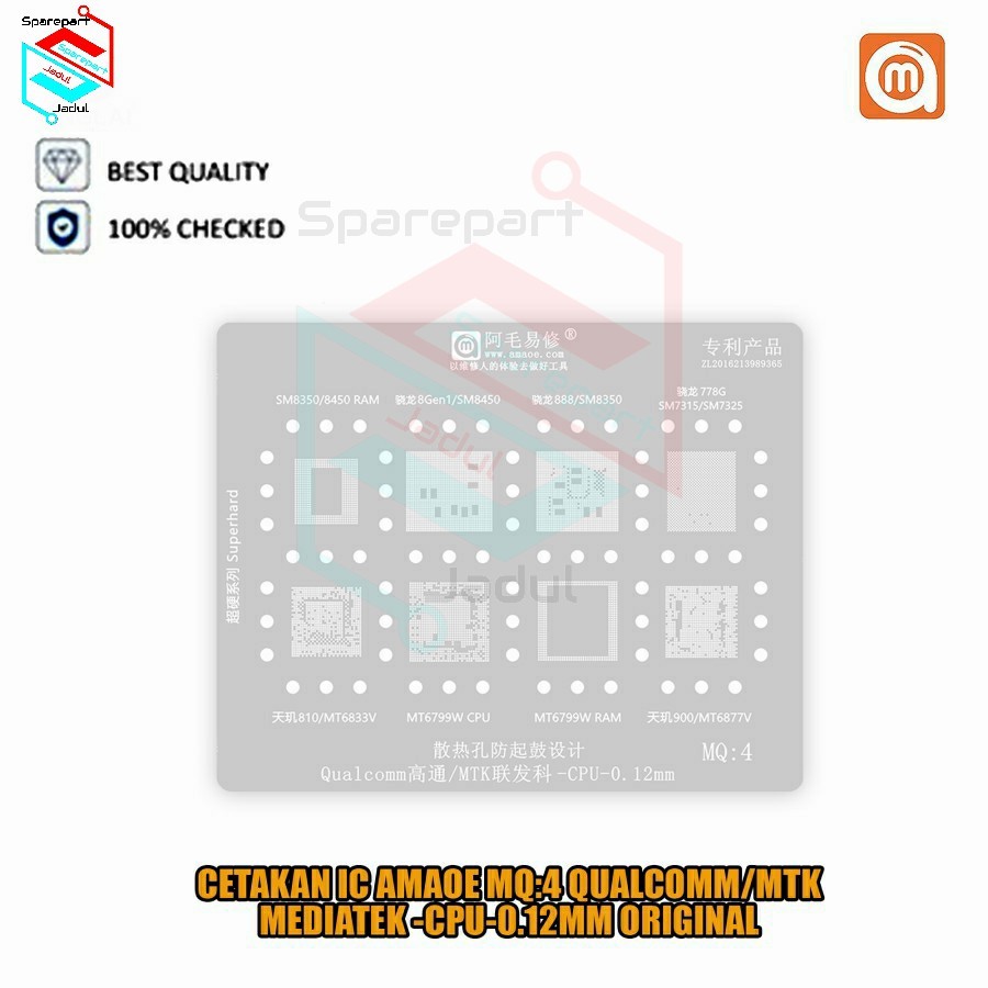 Cetakan IC Amaoe MQ4 Qualcomm MTK Mediatek CPU 0.12mm-MT6799W RAM