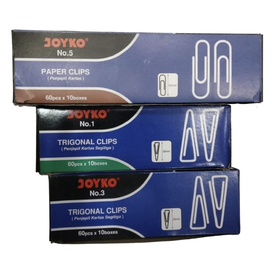 

JOYKO PAPER CLIP TRIGONAL CLIP No.1 / No.3 / No.5 KLIP (1 Pack isi 10BXS)