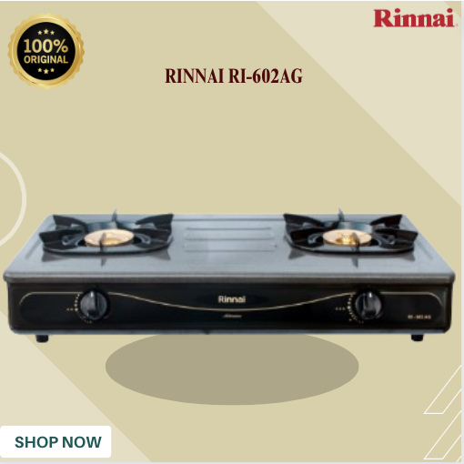 KOMPOR GAS RINNAI 2 TUNGKU RI-602AG/RI602AG/RI602 AG/RI602AG/RI-602 AG/ORIGINAL RINNAI/GARANSI RESMI