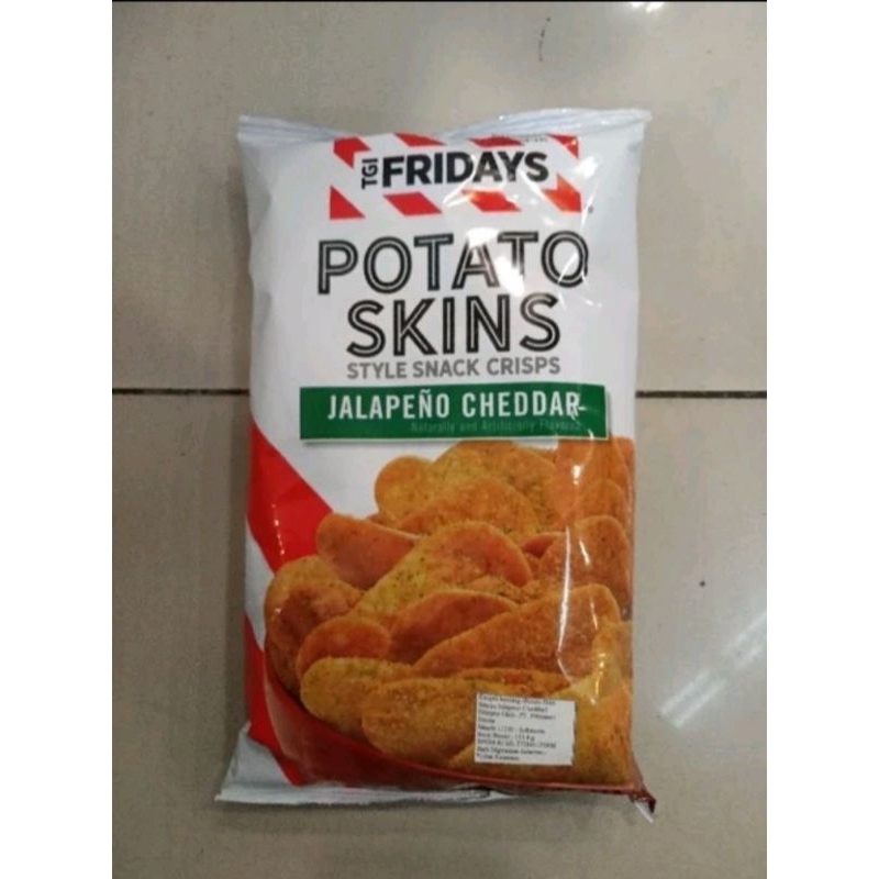 

TGI Fridays Potato Skins Snack Crisps JALAPENO CHEDDAR IMPORT USA Snek Keripik Kentang