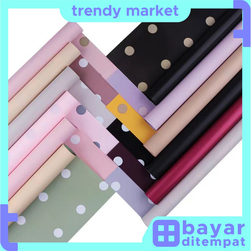 

20 LEMBAR Flower Wrapping Polkadot Cellophane Kertas Buket Bunga KB11