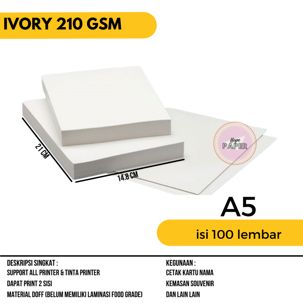 

kertas ivory 210 gsm A5 isi 100 lembar kertas ivory A5 kertas ivory 210 gram