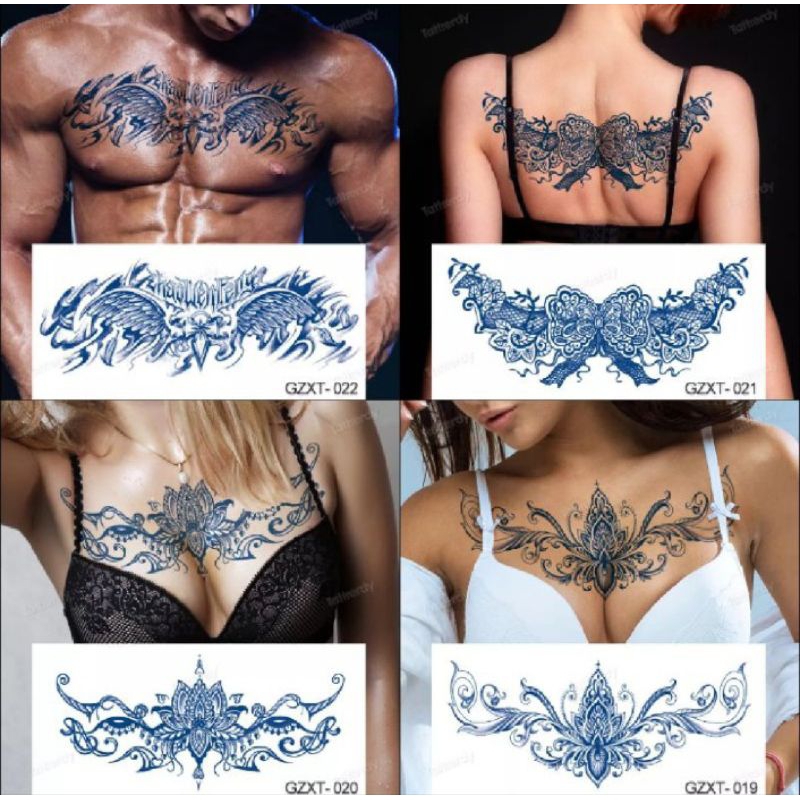 tato temporer semi permanen dada punggung