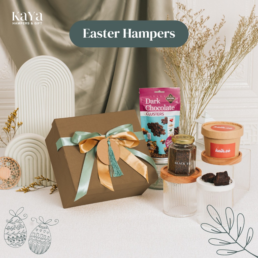 

Hampers Parsel Paskah Murah Brownies Coklat, Black Tea Easter Hampers Box Kaya Hampers and Gift
