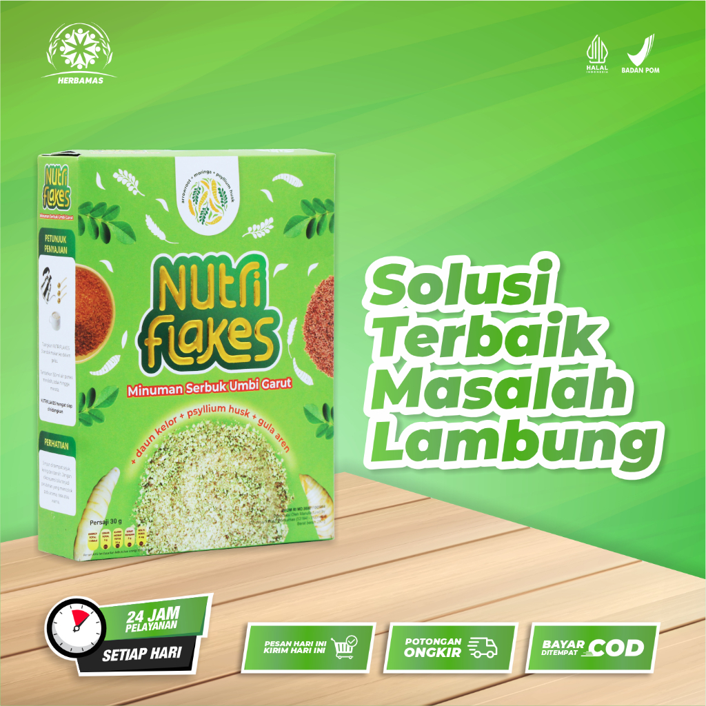 

Nutriflakes Sereal Umbi Garut Solusi Asam lambung Original 1 Box