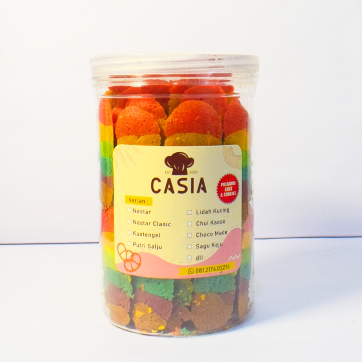 

Lidah Kucing Rainbow Reguler Cookies Butter Berat 450Gr