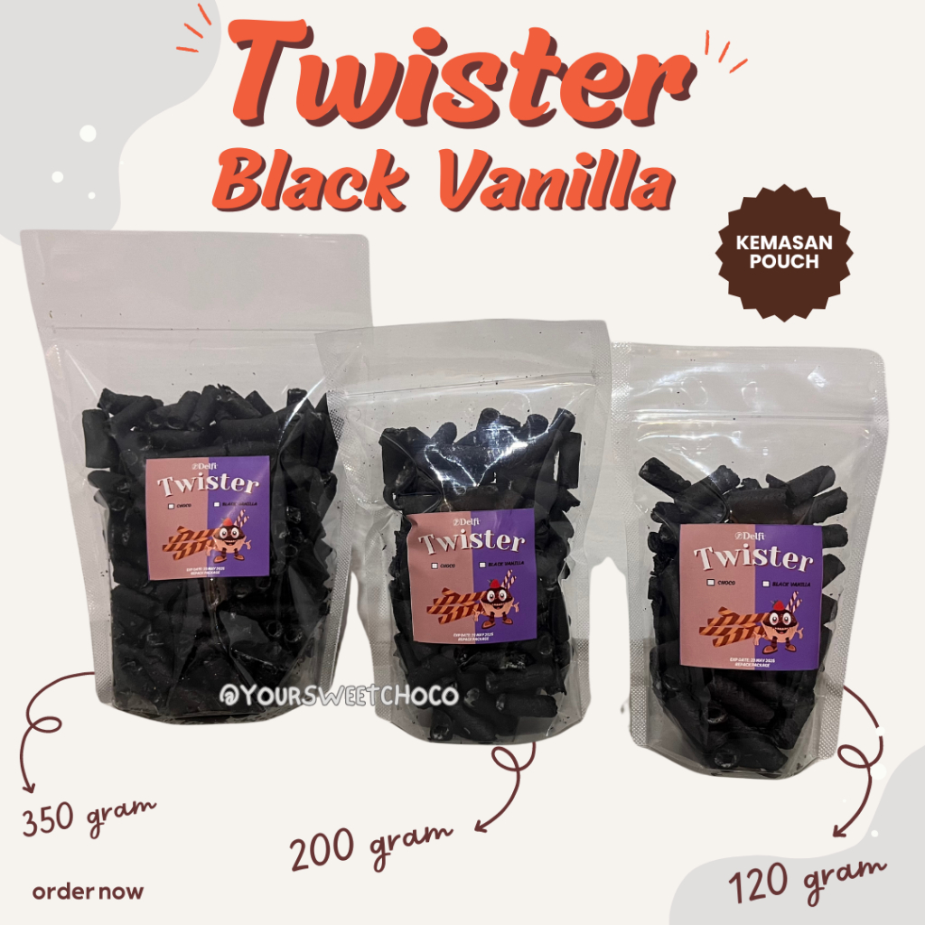 

DELFI TWISTER COKLAT CHOCO & BLACK VANILLA 350 GR (POUCH)