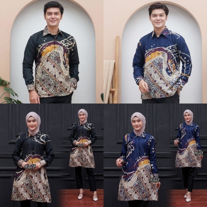 Batik Tunik Couple Modern Set Pakaian Couple Kemeja Batik Pria Premium Baju Batik Couple
