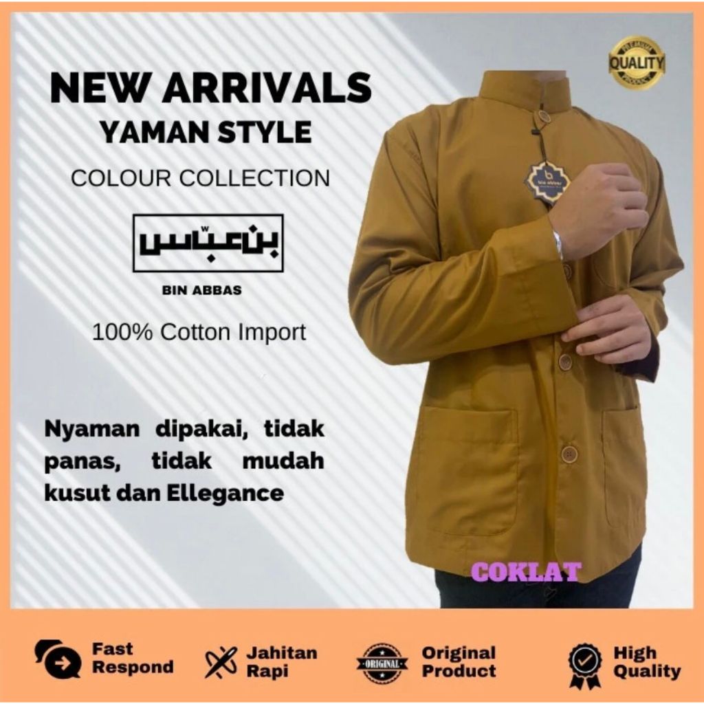 BAJU KOKO HABAIB PREMIUM JUMBO STYLE YAMAN WARNA COKELAT