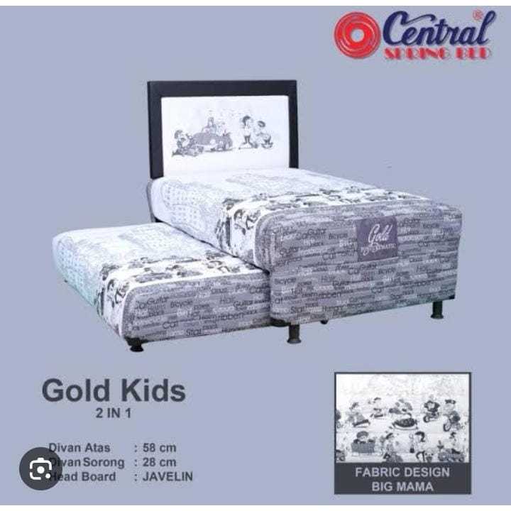 springbed central GOLD 2 in 1 susun dorong spring bed set anak garansi ready stock makassar murah