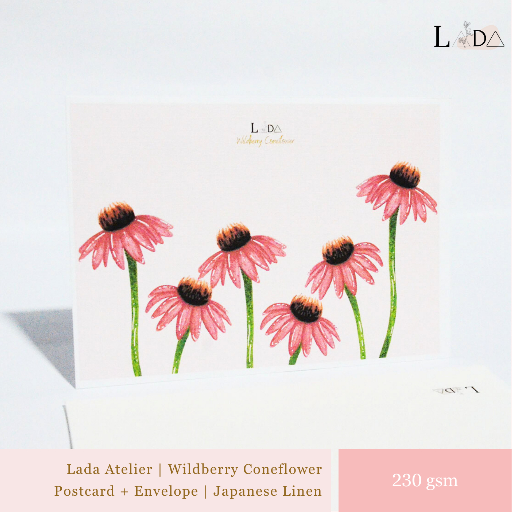

LADA ATELIER | Wildberry Coneflower Postcard | Japanese Linen 230 gsm