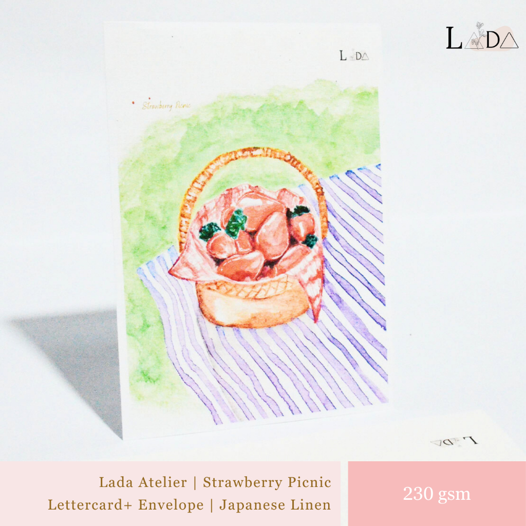 

LADA ATELIER | Strawberry Picnic Lettercard | Japanese Linen 230 gsm