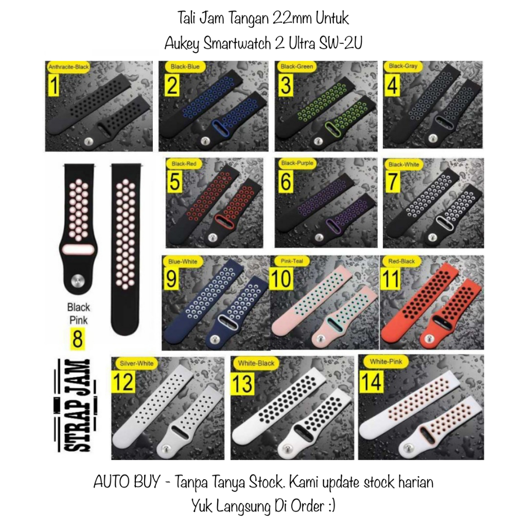 NKL 22mm Nike Strap Aukey Smartwatch 2 Ultra SW-2U - Tali Jam Tangan Sporty Stylish