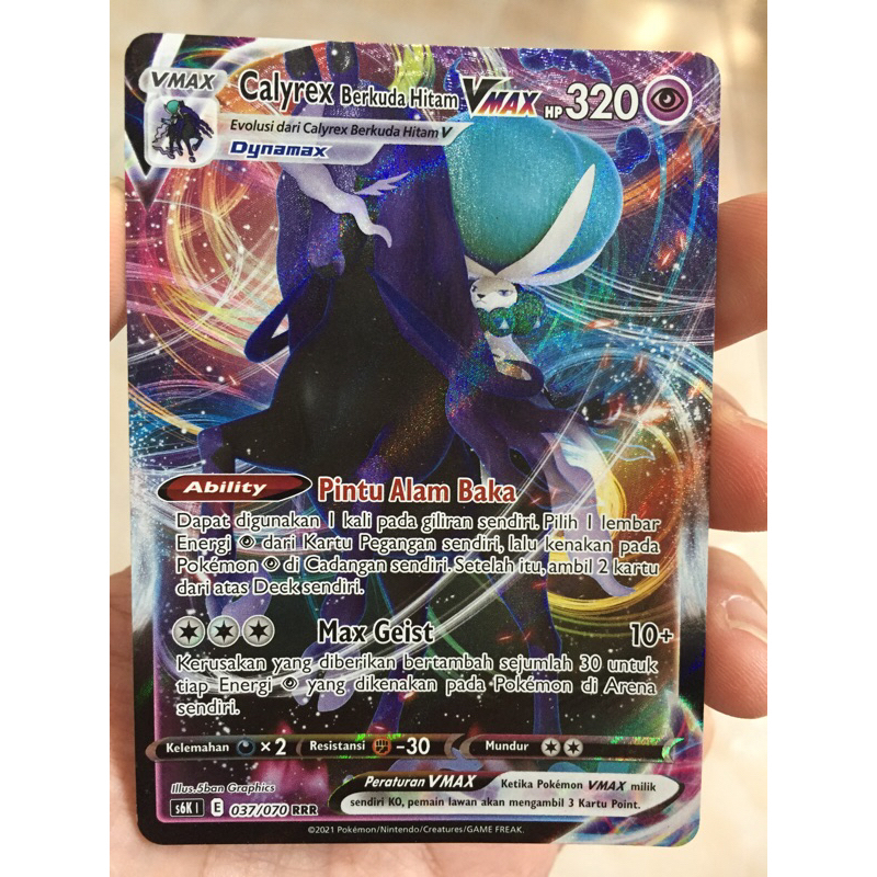 KARTU POKEMON CALYREX BERKUDA HITAM VMAX RRR INDONESIA HOLO