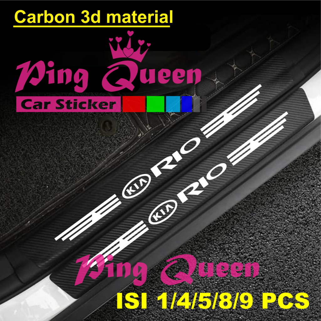 stiker 9pcs sticker carbon kia rio stiker pelindung pintu mobil untuk pijakan kaki mobil rio