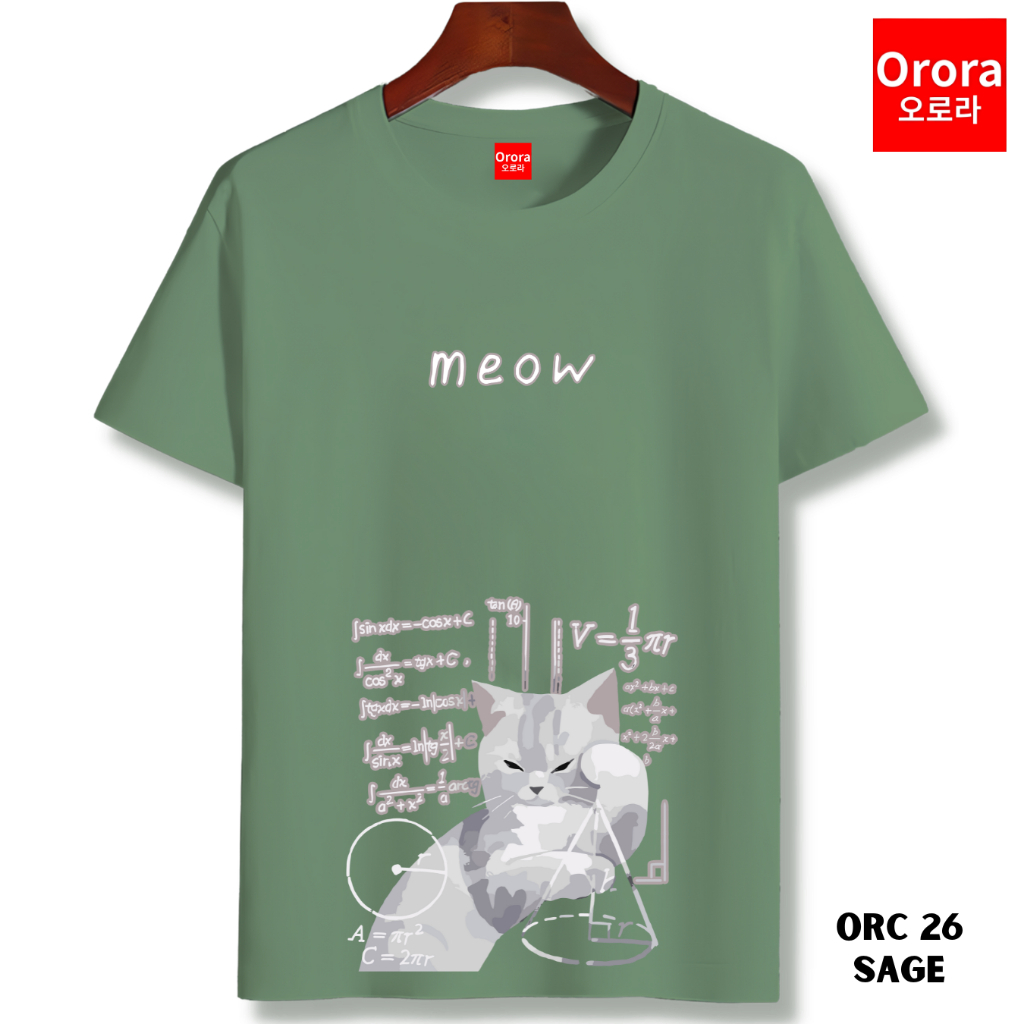 Orora Kaos Pria Cute Cat Mathematics Meow - Baju Atasan Sablon High Quality Pria Wanita Ukuran S M L XL XXL XXXL keren Original ORC 26