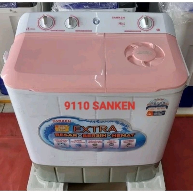 Mesin Cuci 2 Tabung Sanken 9Kg Tw-9110PK garansi resmi