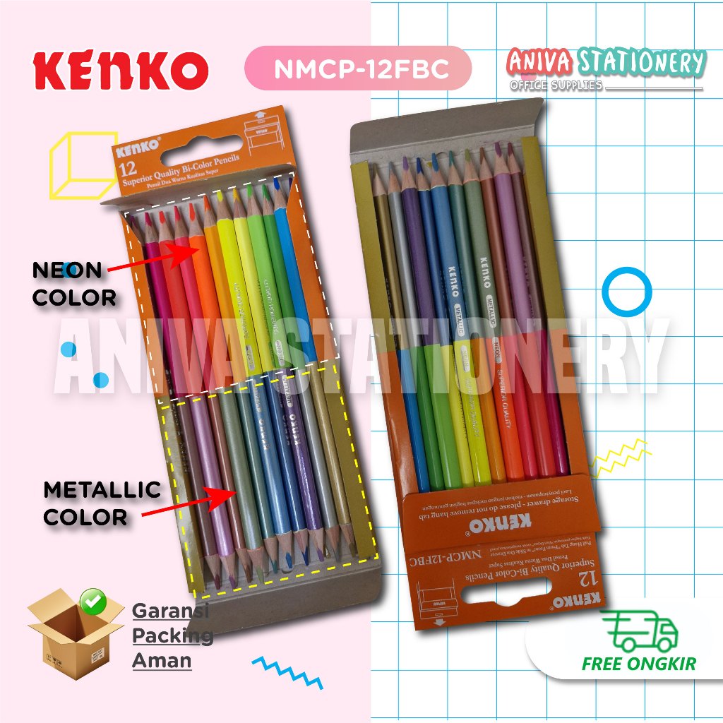

KENKO PENSIL DUA WARNA KUALITAS SUPER BI-COLOR PENCILS NMCP-12FBC