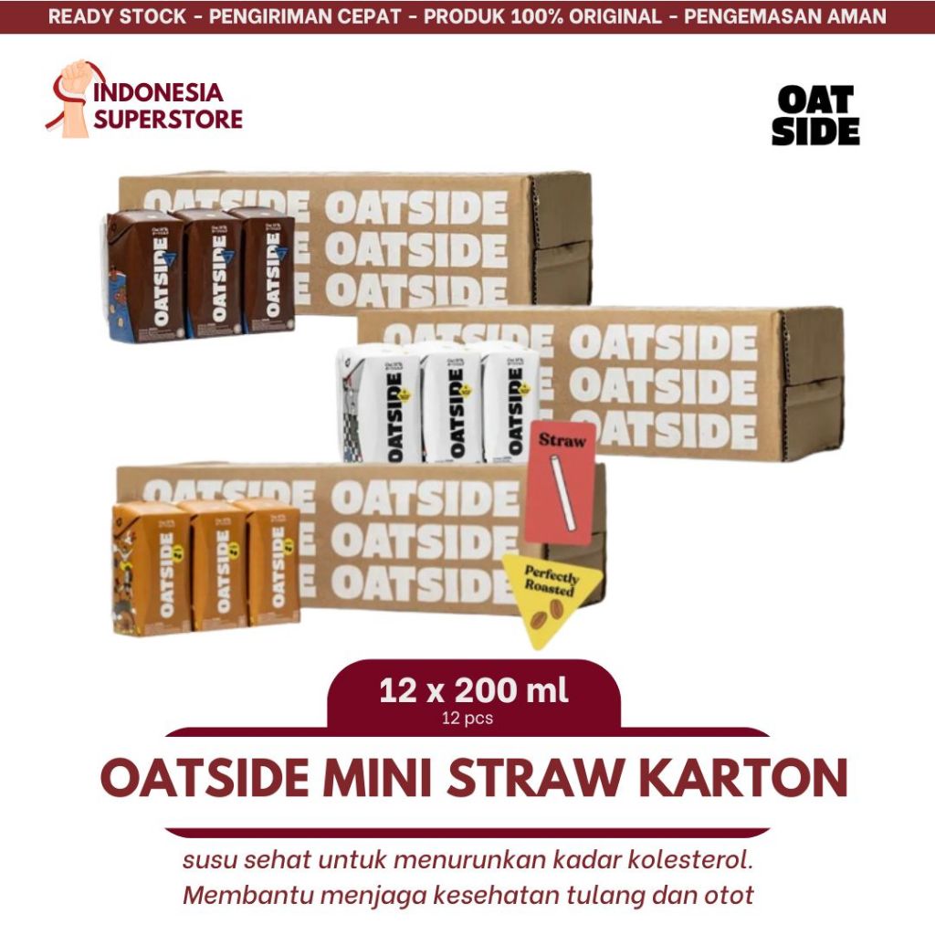 OATSIDE MINI STRAW 1 Karton (Isi 12) - Oat Milk Barista Blend | Chocolate | Coffee 200 ML