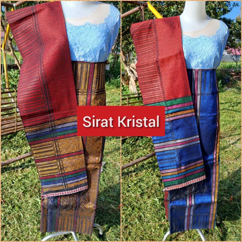 SIRAT KRISTAL - SONGKET ICCOR MOROR NUANSA MERAH TARUTUNG TENUN TANGAN MANUAL BATAK SARUNG SELENDANG