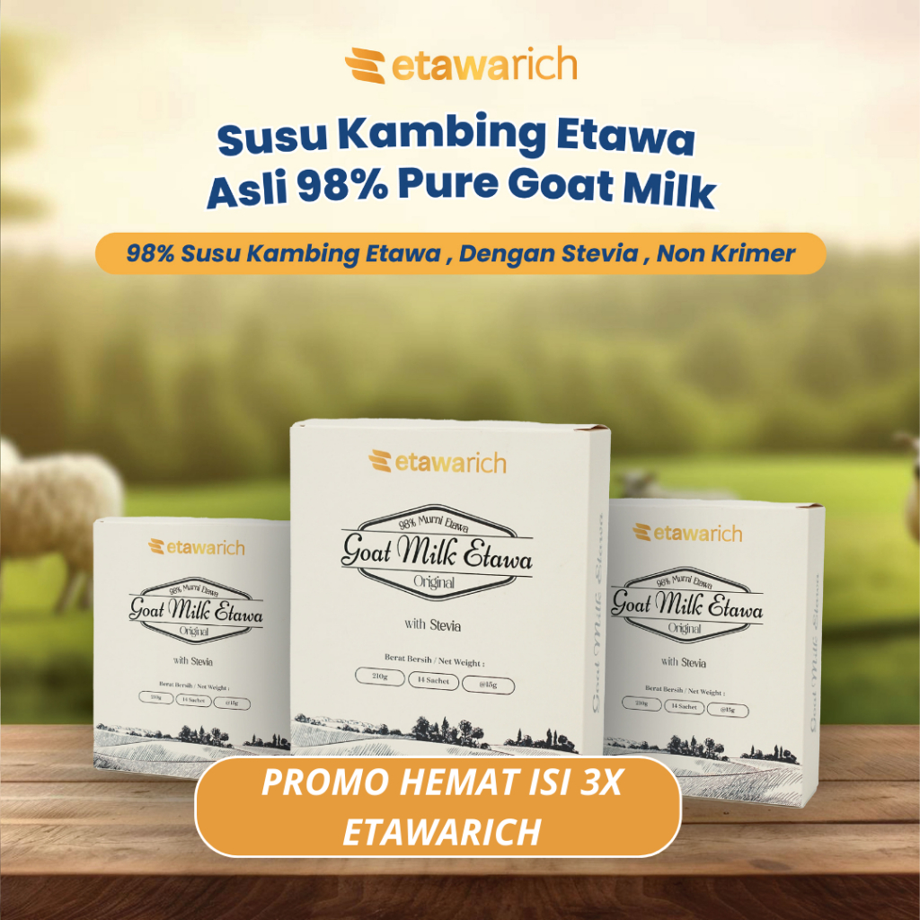 

Etawarich Susu Kambing Murni Baik Untuk Kesehatan Kaya Nutrisi Sudah BPOM Isi 3 Box