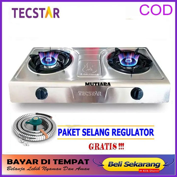 Kompor Gas 2 Tungku Tecstar TG 688 CSJ Bahan stainless steel PROMO KOMPOR FREE SELANG RG