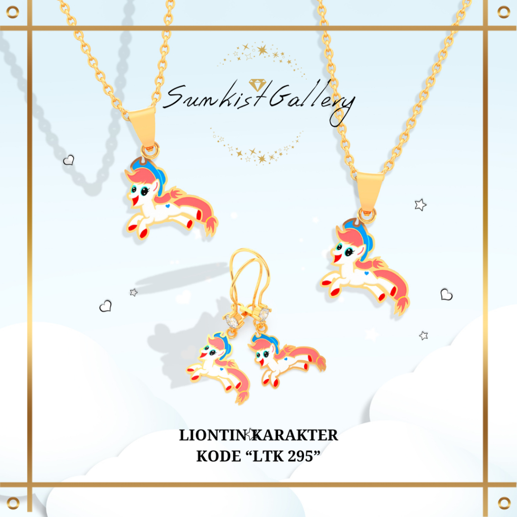 LIONTIN ANAK KARAKTER UNICORN EMAS ASLI KADAR 6 KARAT/(300) MODEL TERBARU LUCU KODE LTK 295
