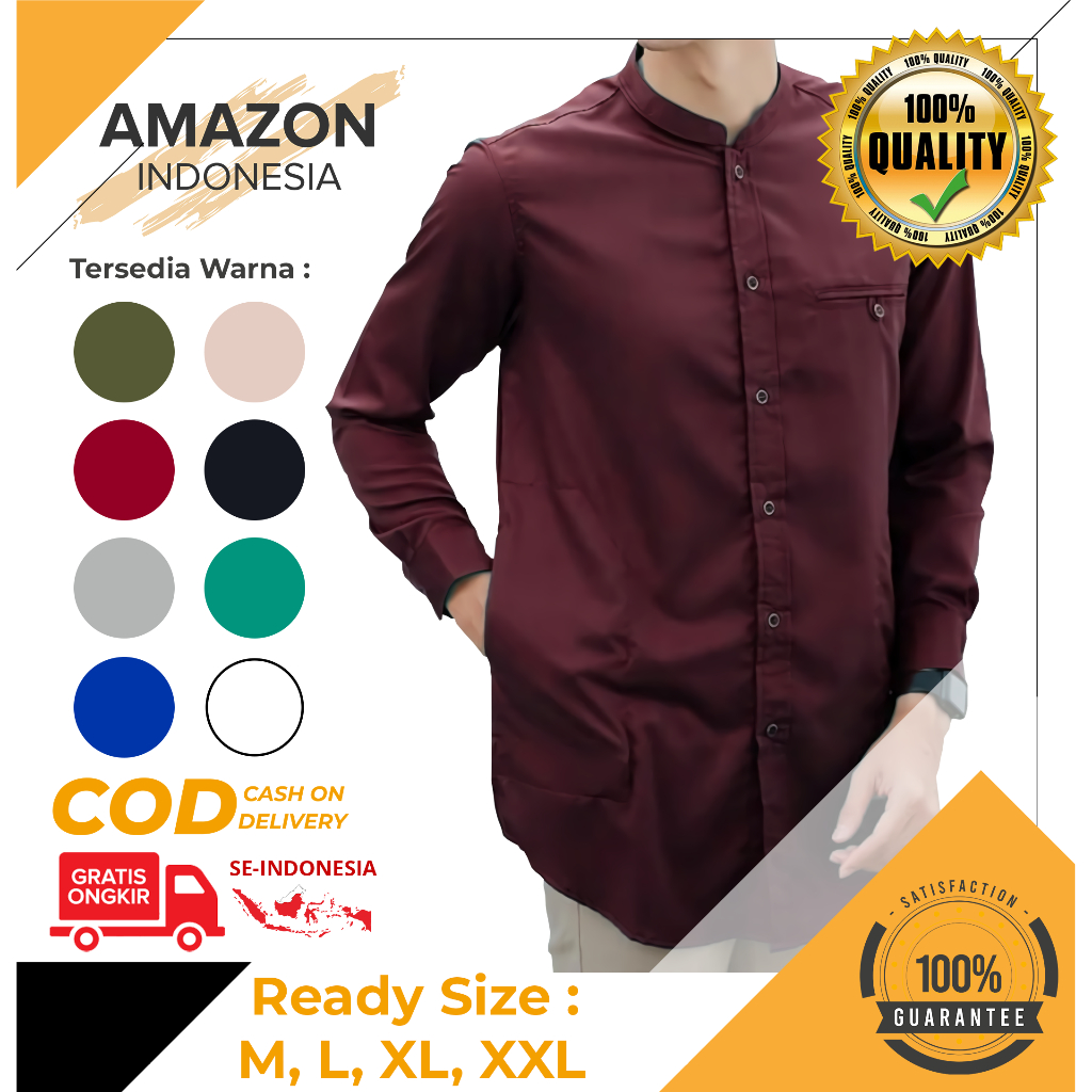 BEST SELLER  Baju Kemeja  Koko Pria Dewasa Terbaru Model Arto Variasi Warna Maroon Bahan Premium Baju Muslim Atasan Pria Murah Bagus Pakaian Kasual