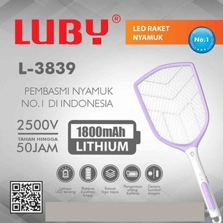 Raket Nyamuk Listrik Luby L-3839 baterai lithium 18650 -1800mAH