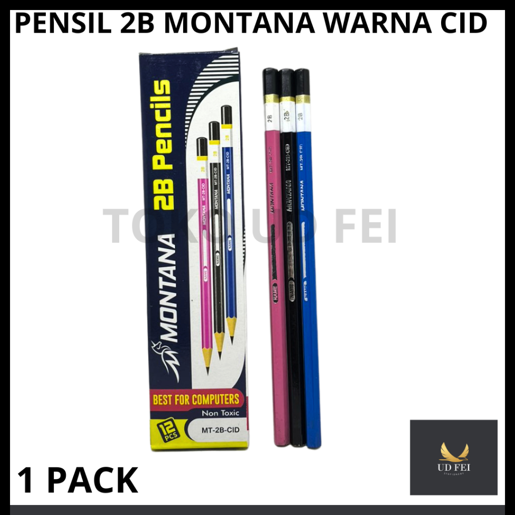 

(1 PACK = 12 PCS) Pensil 2B MONTANA/ Pensil 2b montana warna CID/Pensil 2B Warna Montana MT2BCID isi 12 pcs