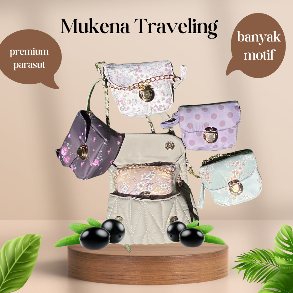 Bundo Traveling MUKENA TRAVELING MINI POUCH, Mukena Parasut premium (free Sajadah)