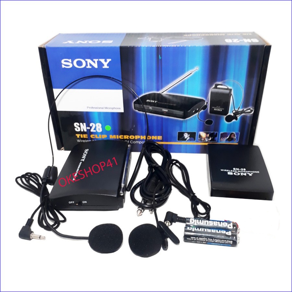 Sony Mic Clip On Wireless SN-28 microphone bando jepit