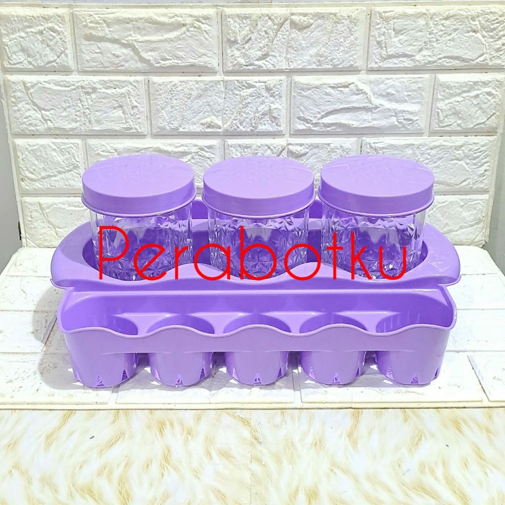 Toples Beckel Calista / Toples Kue Lebaran Plastik Set 3 Pcs + Nampan + Rak Keranjang Aqua Gelas 10 