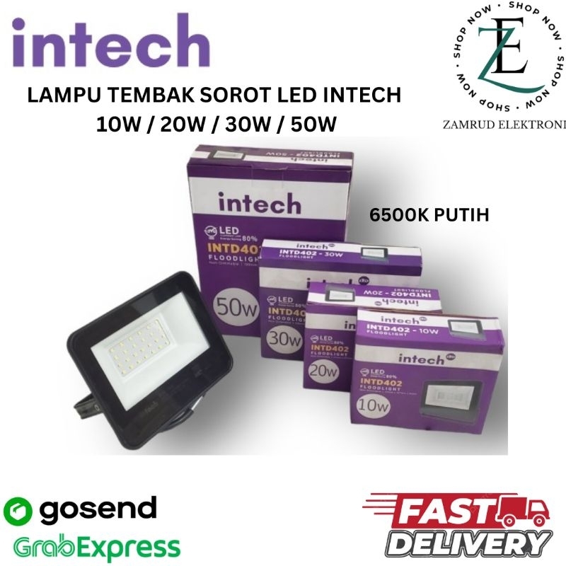 INTECH Lampu Sorot LED 10 WATT / 20 WATT / 30 WATT / 50 WATT / 100 Watt Tembak/ Panggung / Outdoor I