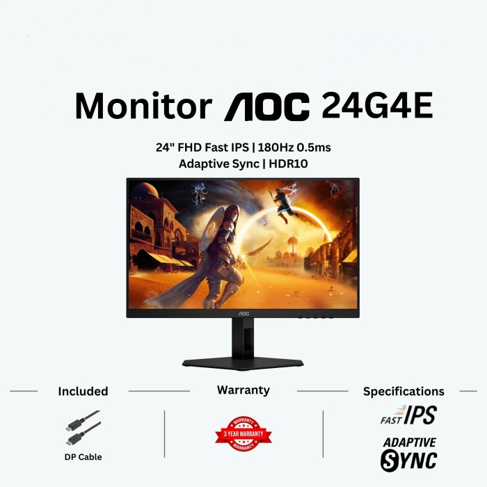 Monitor LED AOC 24G4E 24 Inch IPS 1080p FHD 180Hz