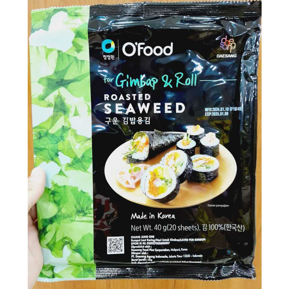 

O'Food Roasted Seaweed For Gimbap Nori 40gr (20 Sheets) Rumput Laut for Sushi Susi Laver
