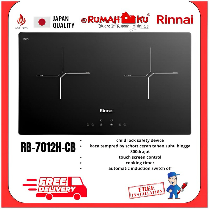 KOMPOR TANAM LISTRIK RINNAI RB-7012H-CB // KOMPOR INDUKSI RINNAI RB-7012H-CB