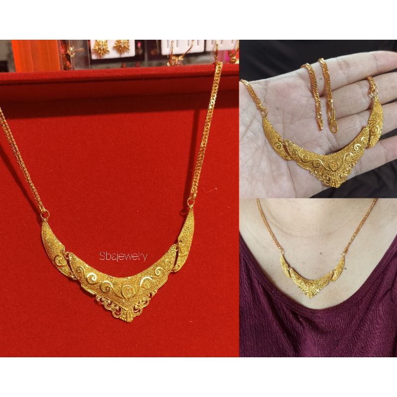 kalung bapang pasir kuningan lapis emas