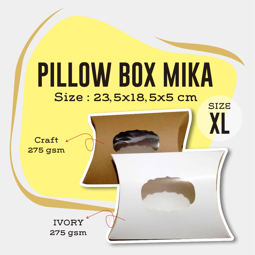 

(ISI 10 PCS) PILLOW BOX MIKA / BOX SOUVENIR MIKA / BOX HIJAB MIKA / PAPPER BOX MIKA ( SIZE_XL )