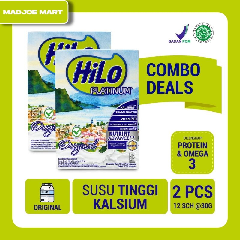 

Twin Pack - HiLo Platinum Original 360 gram (12 Sachet) - Susu Tinggi Kalsium Lebih Rendah Lemak