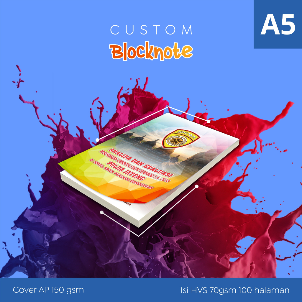 

BLOCKNOTE UKURAN A5 BUKU CATATAN SEMINAR KIT CUSTOM DESAIN (ISI 100 HALAMAN)