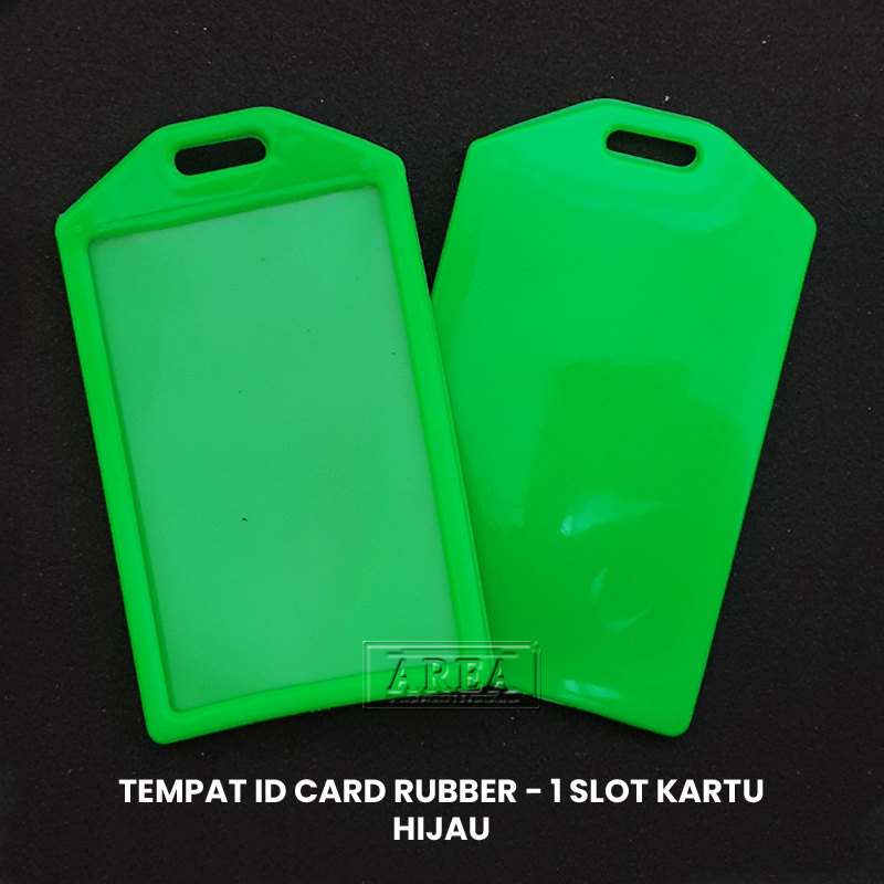 

Tempat ID Card Hijau Rubber Waterproff 1 Slot Kartu Potrait/Vertikal/Berdiri