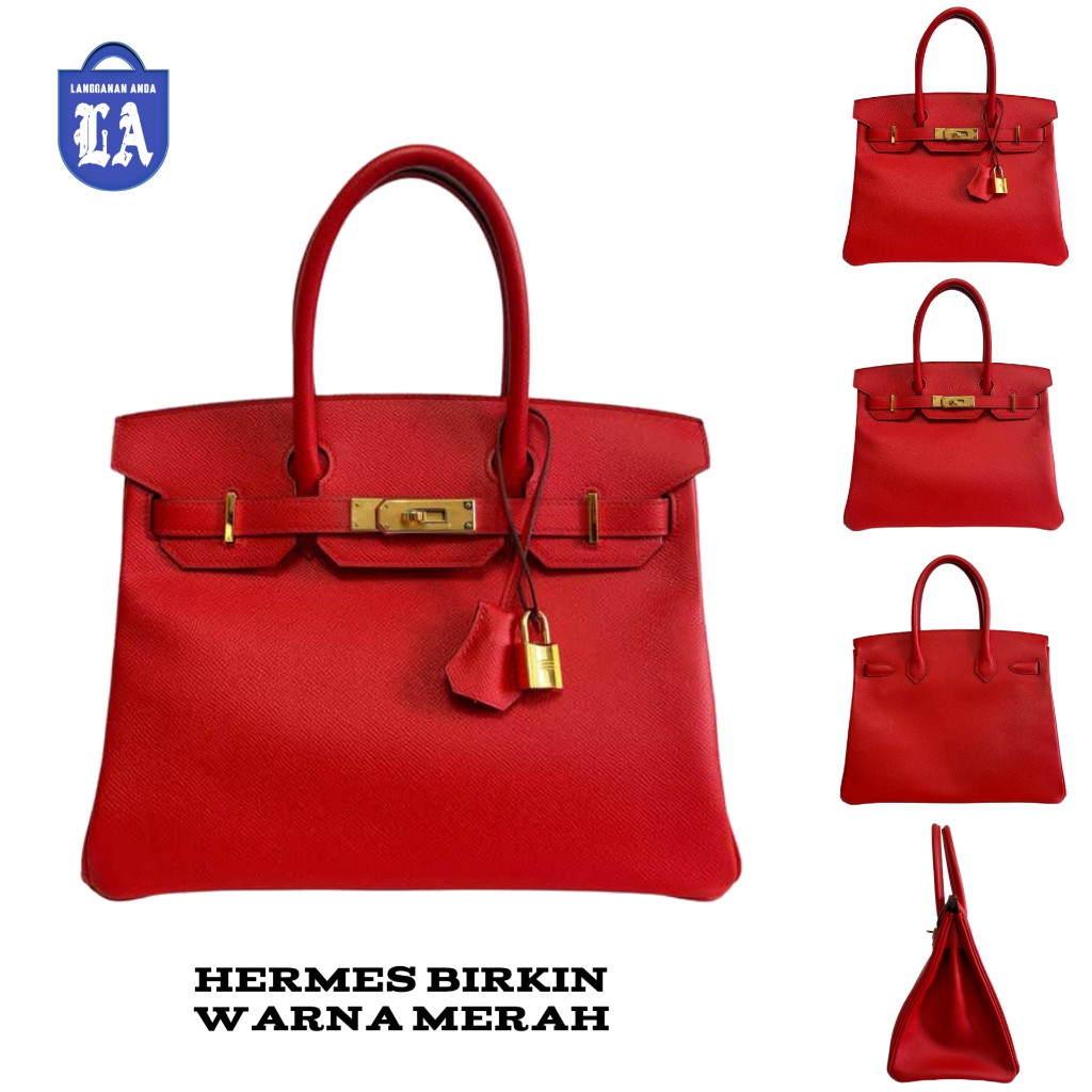 Tas Selempang & Bahu Wanita 3189HERMES Birkin30 Togo Merah Premium