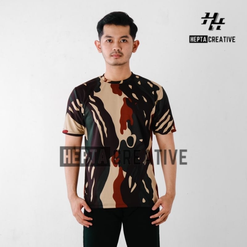 HEPTA - KAOS LORENG DRYFIT KOPASSUS BAJU TENTARA KOMANDO PASUKAN KHUSUS TNI AD