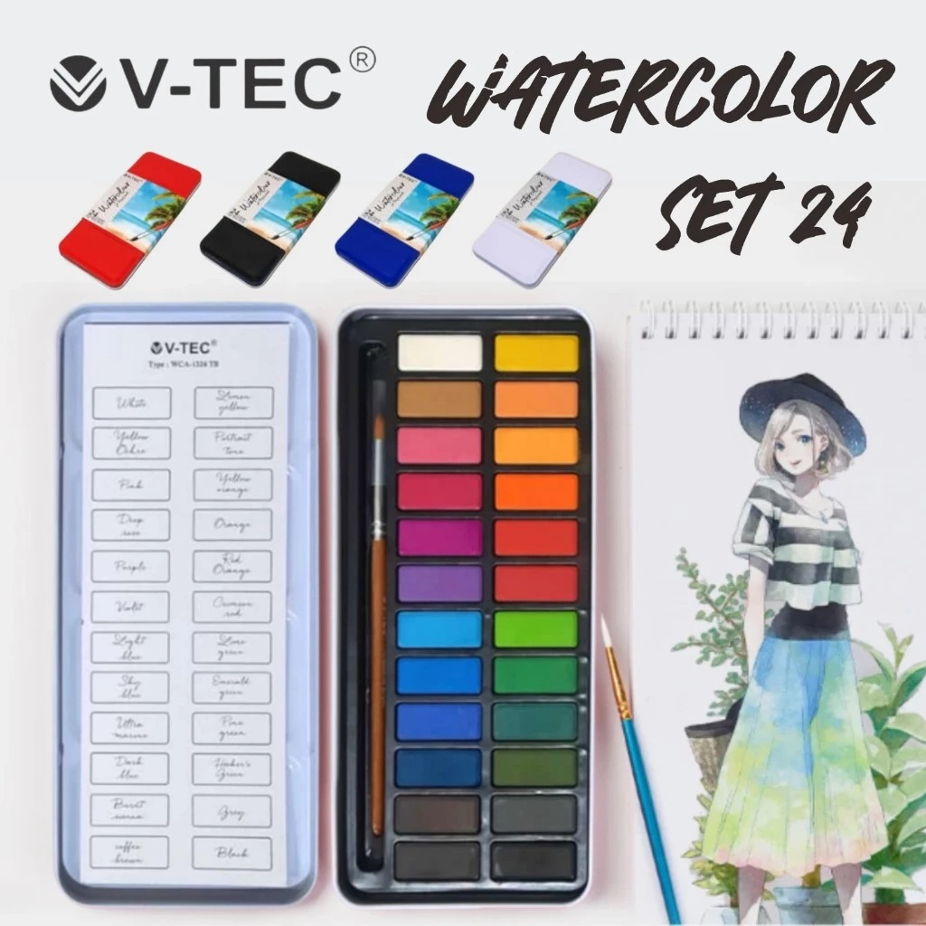 

Cat Air 24w V-TEC WCA-1324 TB 24 Colour Tin Case Watercolour