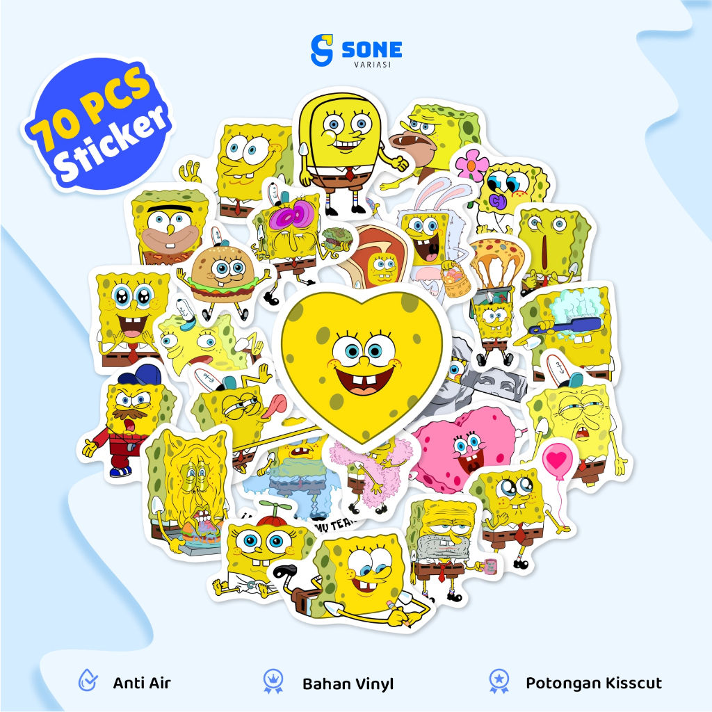 

[70 Pcs] Stiker Pack Kartun Spongebob Squarepants bahan Vinyl Waterproof untuk Dekorasi Laptop Diary Thumblr DIY