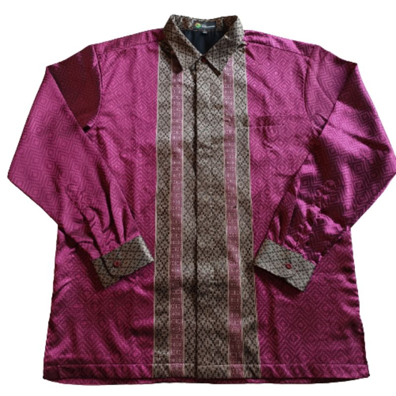 Kemeja Songket Fusia Kemeja Panjang Pink tua Kemeja Tenun Fanta