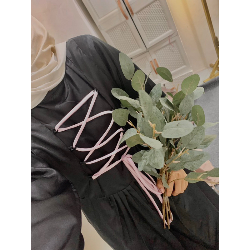 (4ukuran) Nameera Dress Lebaran Remaja Simple /Dress Remaja Lebaran kondangan satin velvet premium /