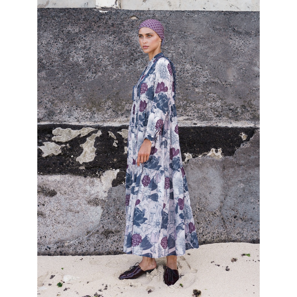 Moana Dress Navy - Aleza Label | Long Dress | Busui Friendly | Gamis Panjang | Aleza