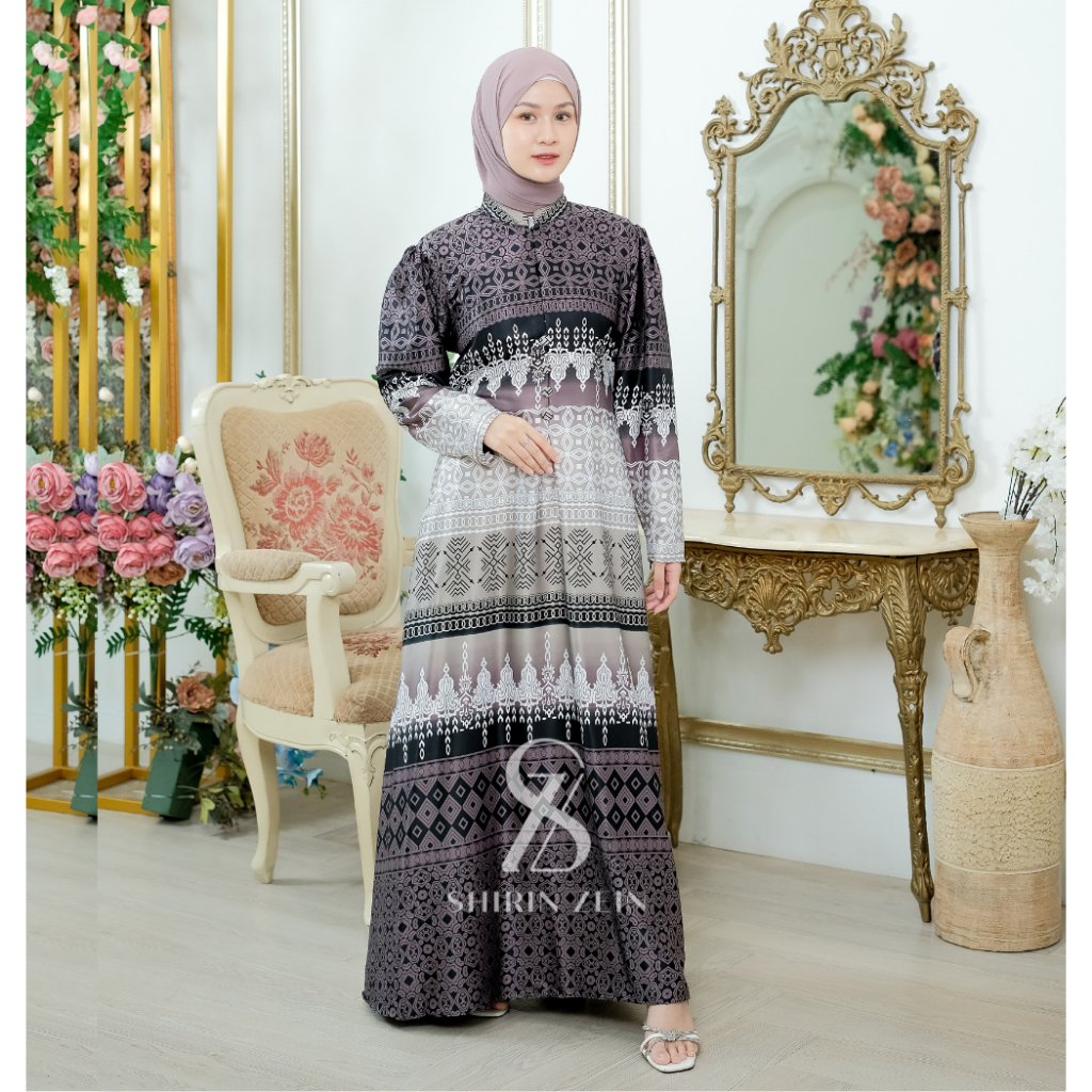 ShirinZein - Baju Gamis Dress Annisa Size S-3XL Bahan Slik Jumbo Pesta Mewah Elegan